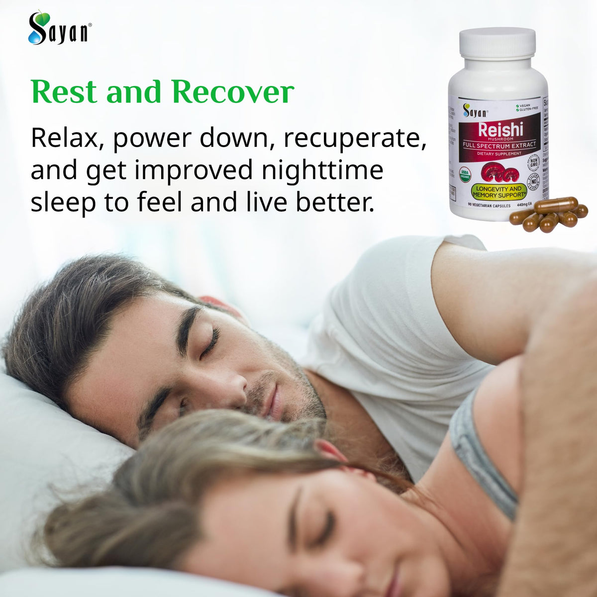 Sayan Extrait de Champignon Reishi 90 Capsules avec d'autres compléments alimentaires
