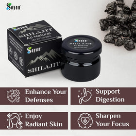 Sayan Shilajit Résine 90g sur une table en bois