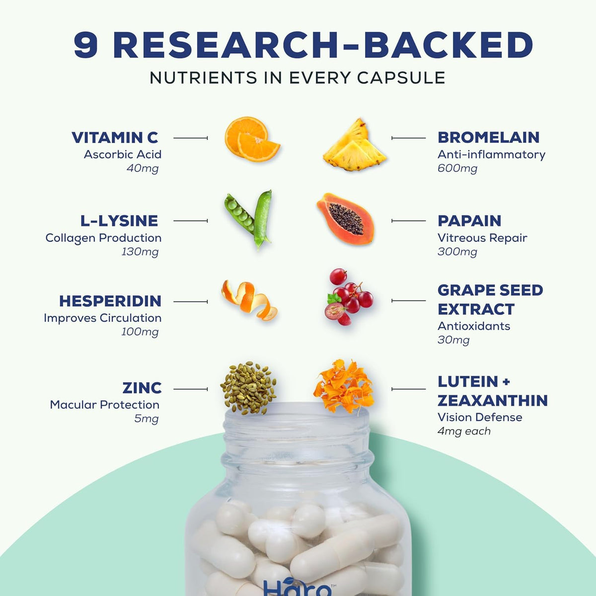 Scène lifestyle avec bouteille de vitamines claires Haro sur une table