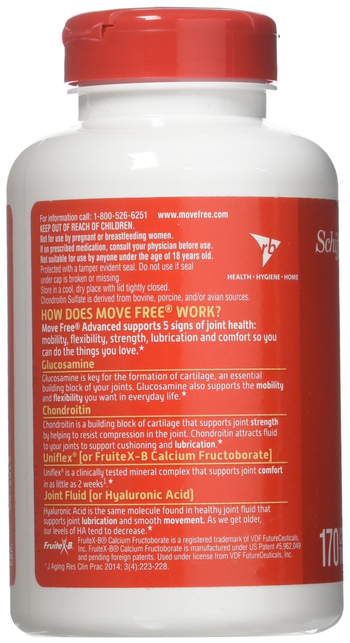 SCHIFF Move Free 170 comprimés vue arrière