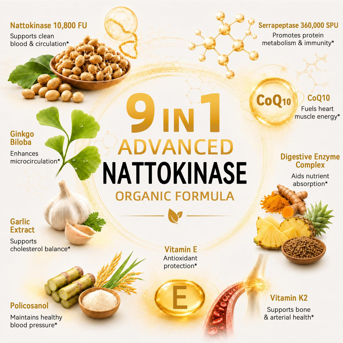 Scibalia Nattokinase 10 800 FU 9-en-1 avec dose de 2 ml