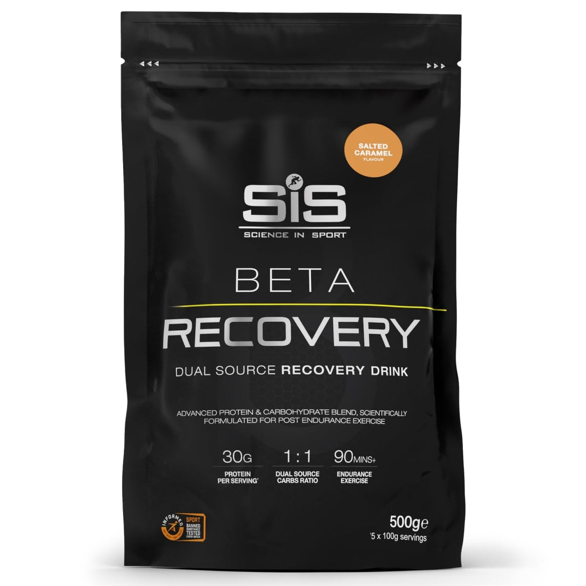 Science in Sport BETA use poudre de protéine au caramel salé, vue de face