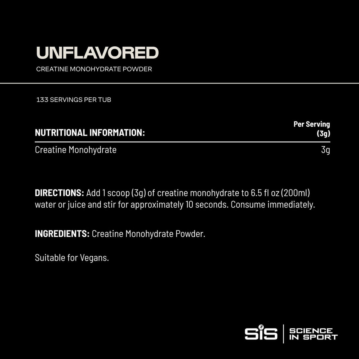 Science in Sport Creatine Monohydrate 449g vue latérale