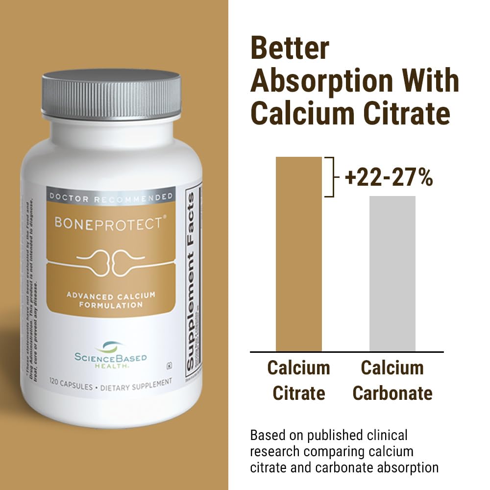 ScienceBased Health BoneProtect 800 mg Calcium gélules dans une main