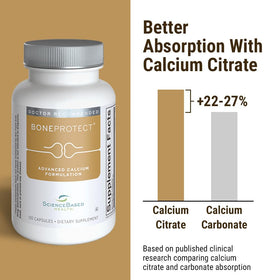 ScienceBased Health BoneProtect 800 mg Calcium gélules dans une main