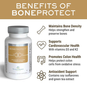 ScienceBased Health BoneProtect 800 mg Calcium gélules sur fond blanc