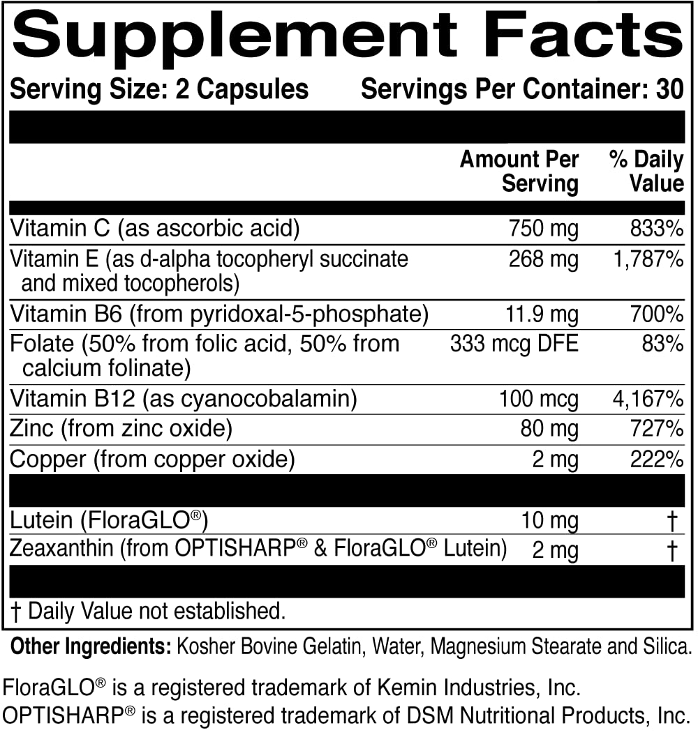 ScienceBased Health MacularProtect AREDS 2 capsules montrant la taille et la forme