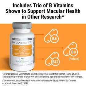 ScienceBased Health MacularProtect AREDS 2 capsules sur une table en bois