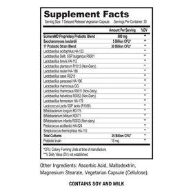 Scimera Bioscience complément probiotique et prébiotique 30 capsules vue arrière