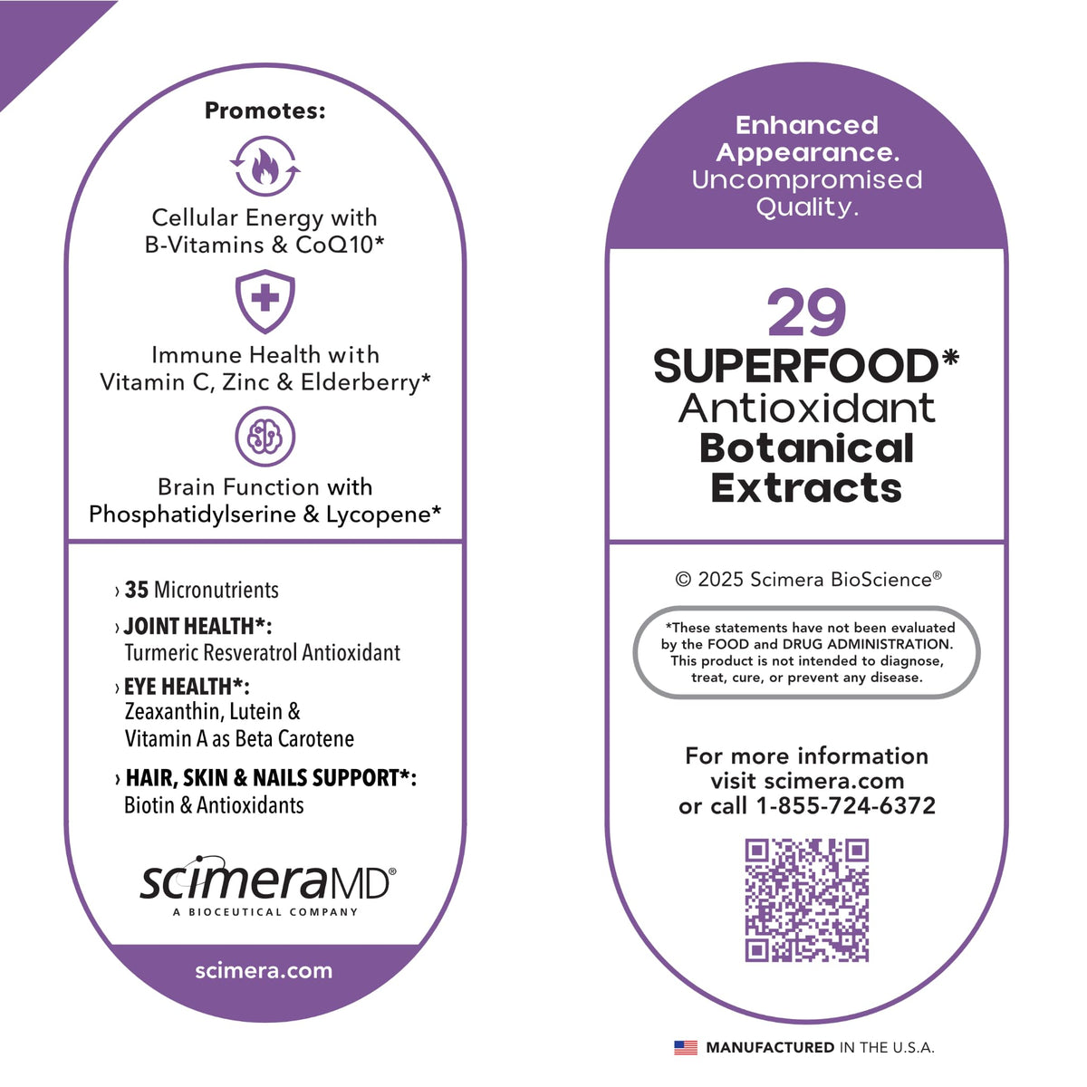 Scimera Bioscience MultivitaminMD capsules avec un verre d'eau