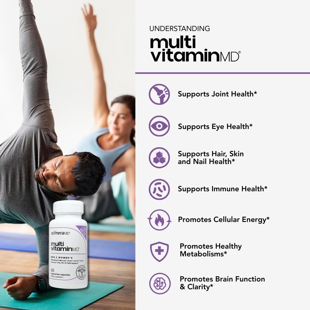 Scimera Bioscience MultivitaminMD capsules sur une table