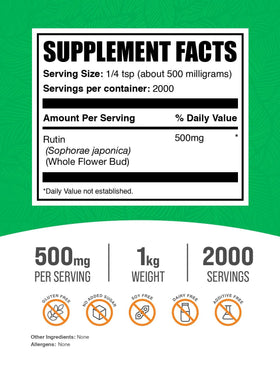 Scoop de 500mg de poudre de Rutin BulkSupplements