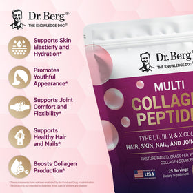 Scoop de poudre de collagène Dr. Berg avec contenu mis en avant