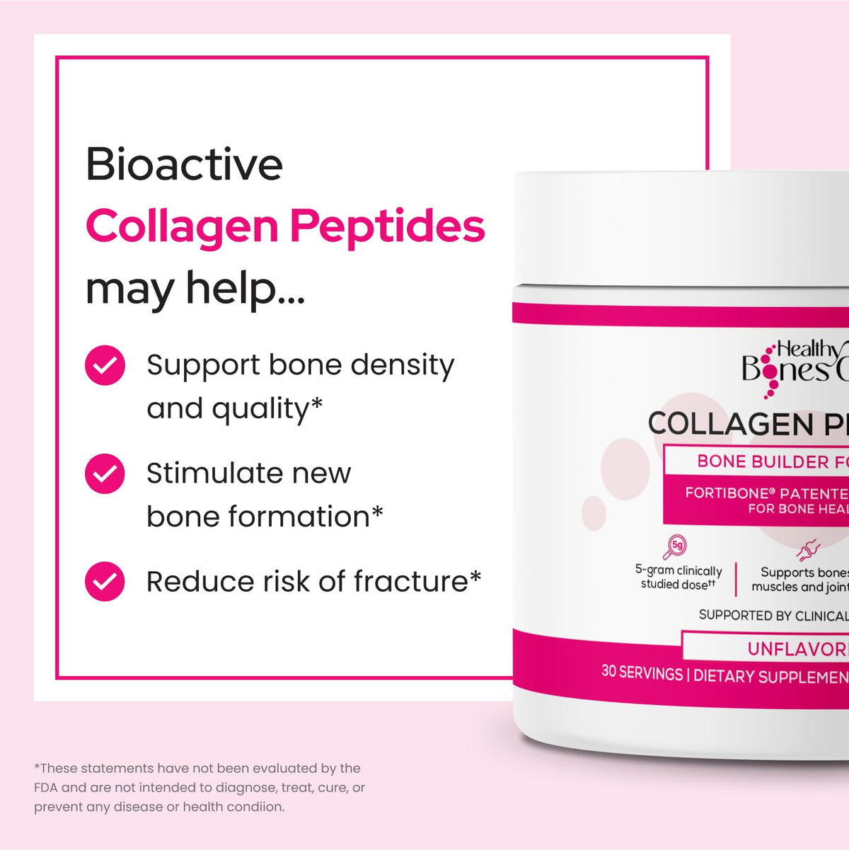 Scoop de poudre de collagène FORTIBONE® dans un verre d'eau