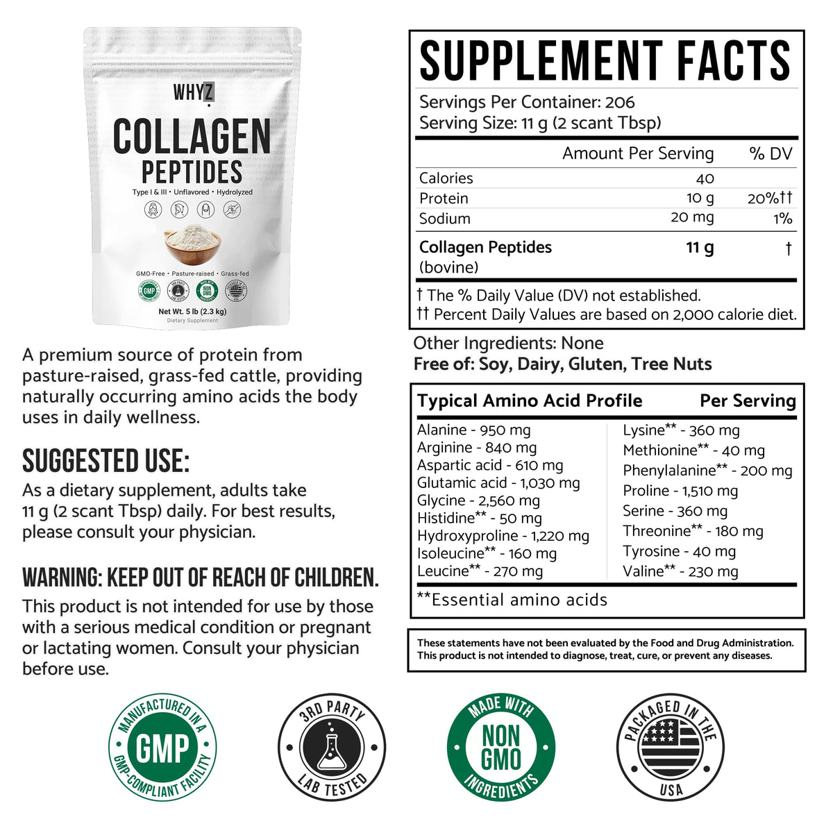 Scoop inclus pour dosage précis de la poudre de collagène WHYZ