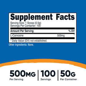 Scoop inclus pour doser la poudre de L-Carnosine Nutricost