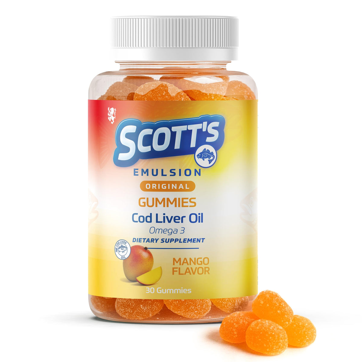 SCOTT'S EMULSION Gummies Omega 3 pour Enfants - 30 gummies saveur mangue