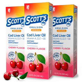 SCOTT'S EMULSION Huile de Foie de Morue Cerise 6,5 oz bouteille avant