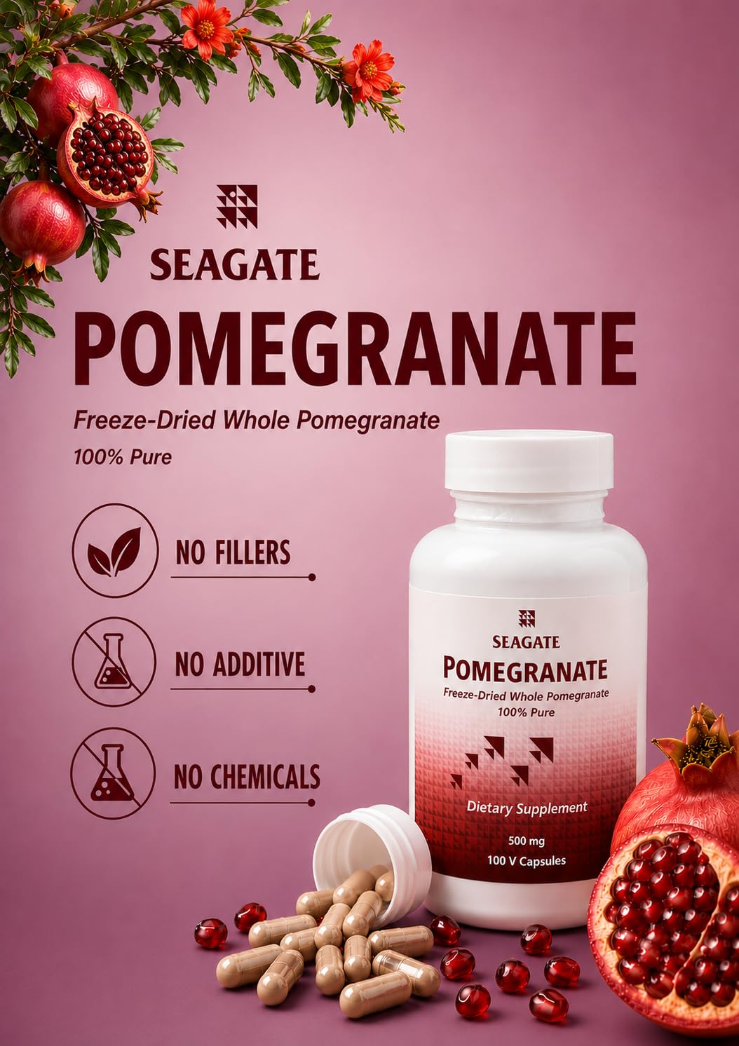 Seagate Pomme Grenade 100 Capsules sur fond blanc