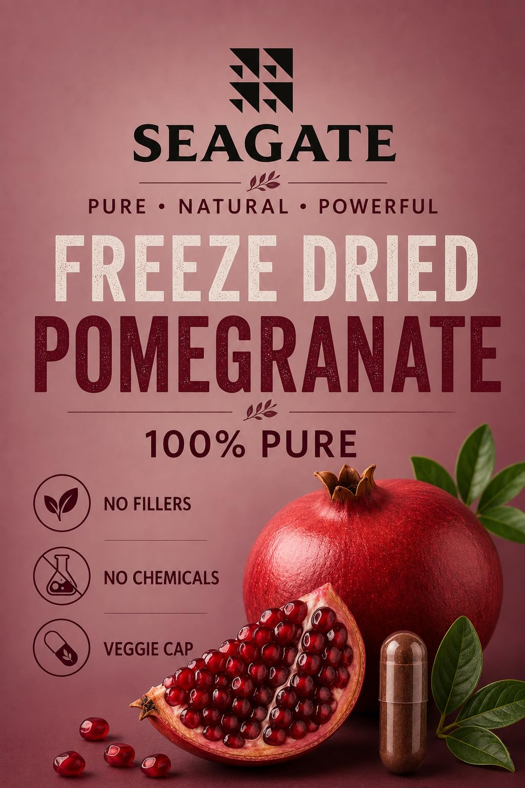 Seagate Pomme Grenade 500 mg capsules ouvertes avec poudre