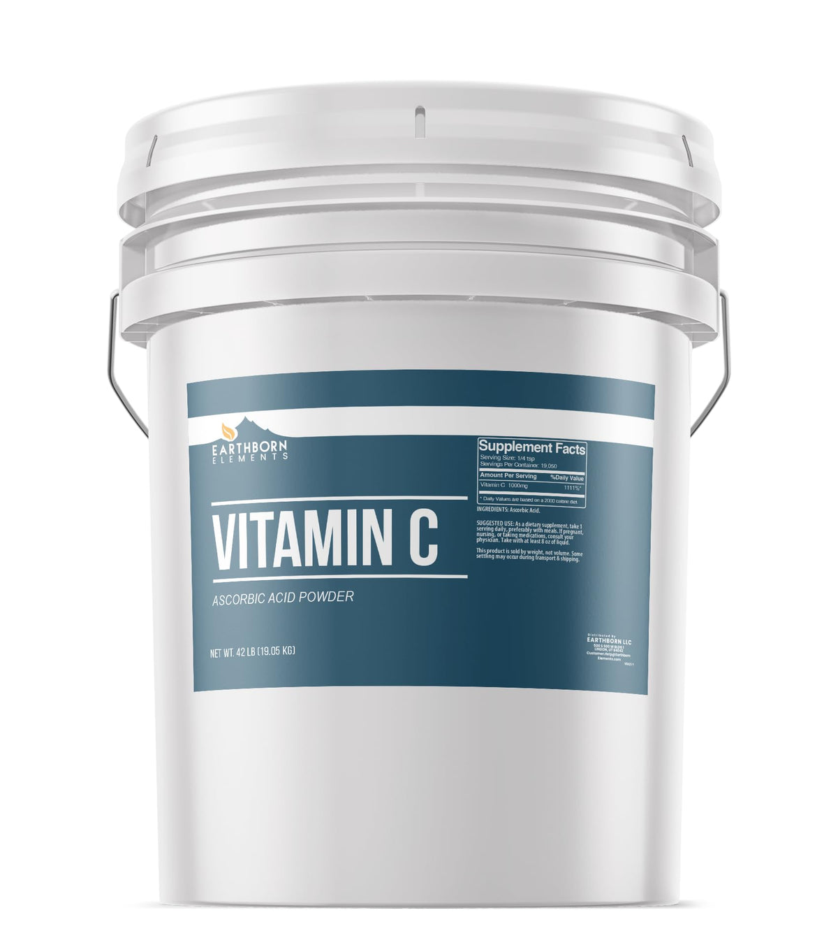 Seau refermable de 20820 g de poudre de vitamine C Earthborn Elements