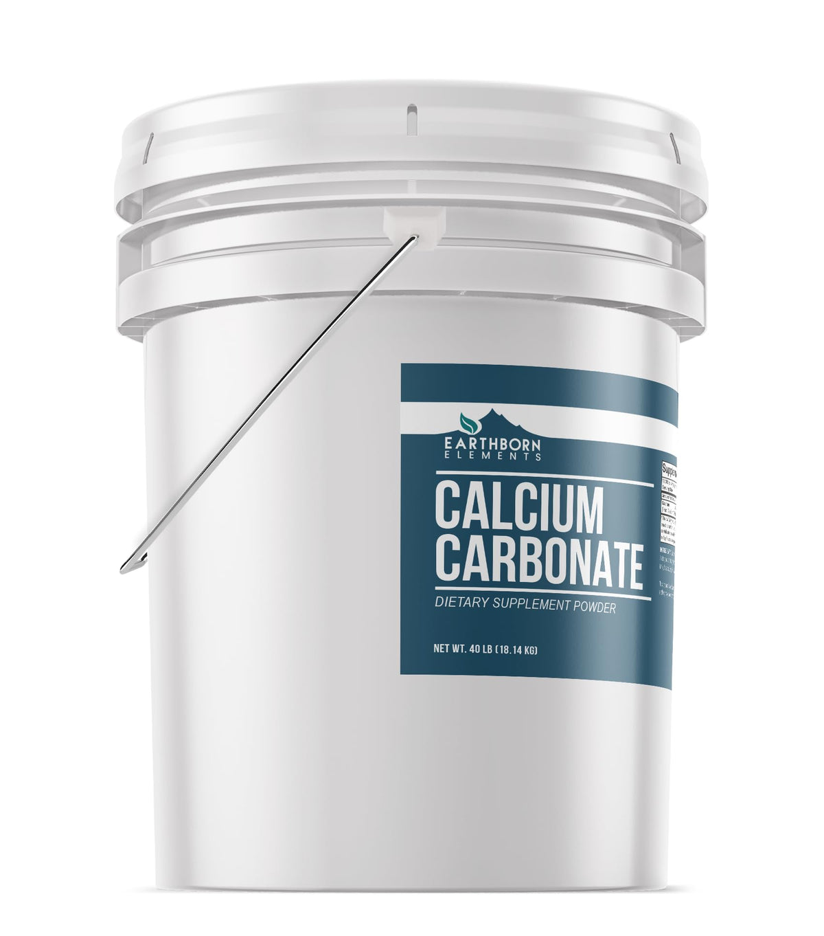 Seau refermable de carbonate de calcium Earthborn Elements avec étiquette