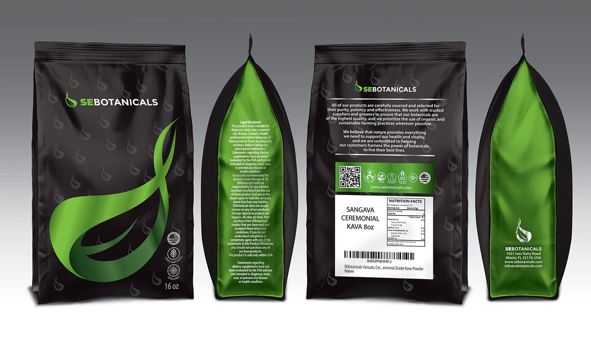 SeBotanicals Kava Kava en Poudre Cérémonial 8oz sachet arrière
