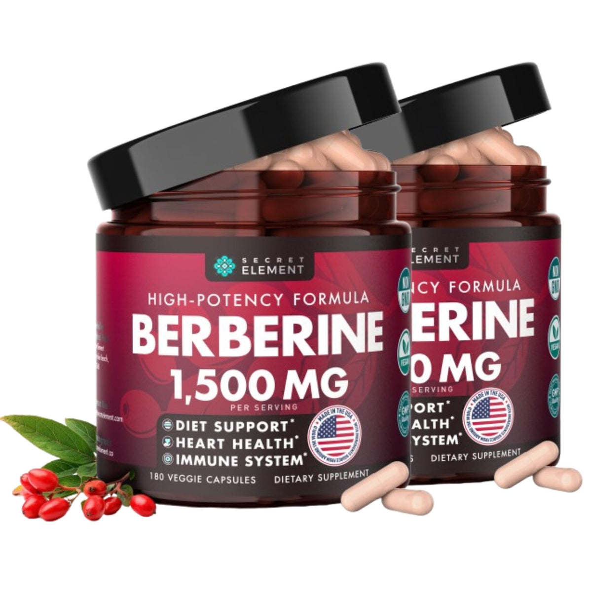 Secret Element Berbérine HCL 1500 mg capsules avant
