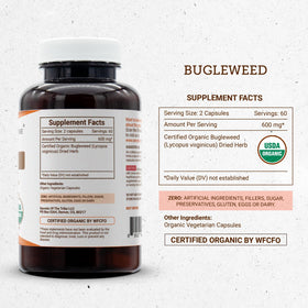 Secrets of the Tribe Bugleweed capsules sur fond blanc