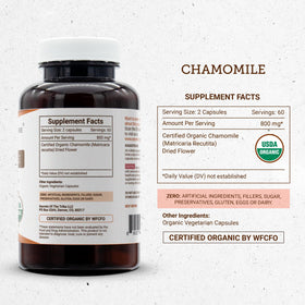 Secrets of the Tribe Camomille capsules ouvertes sur une table