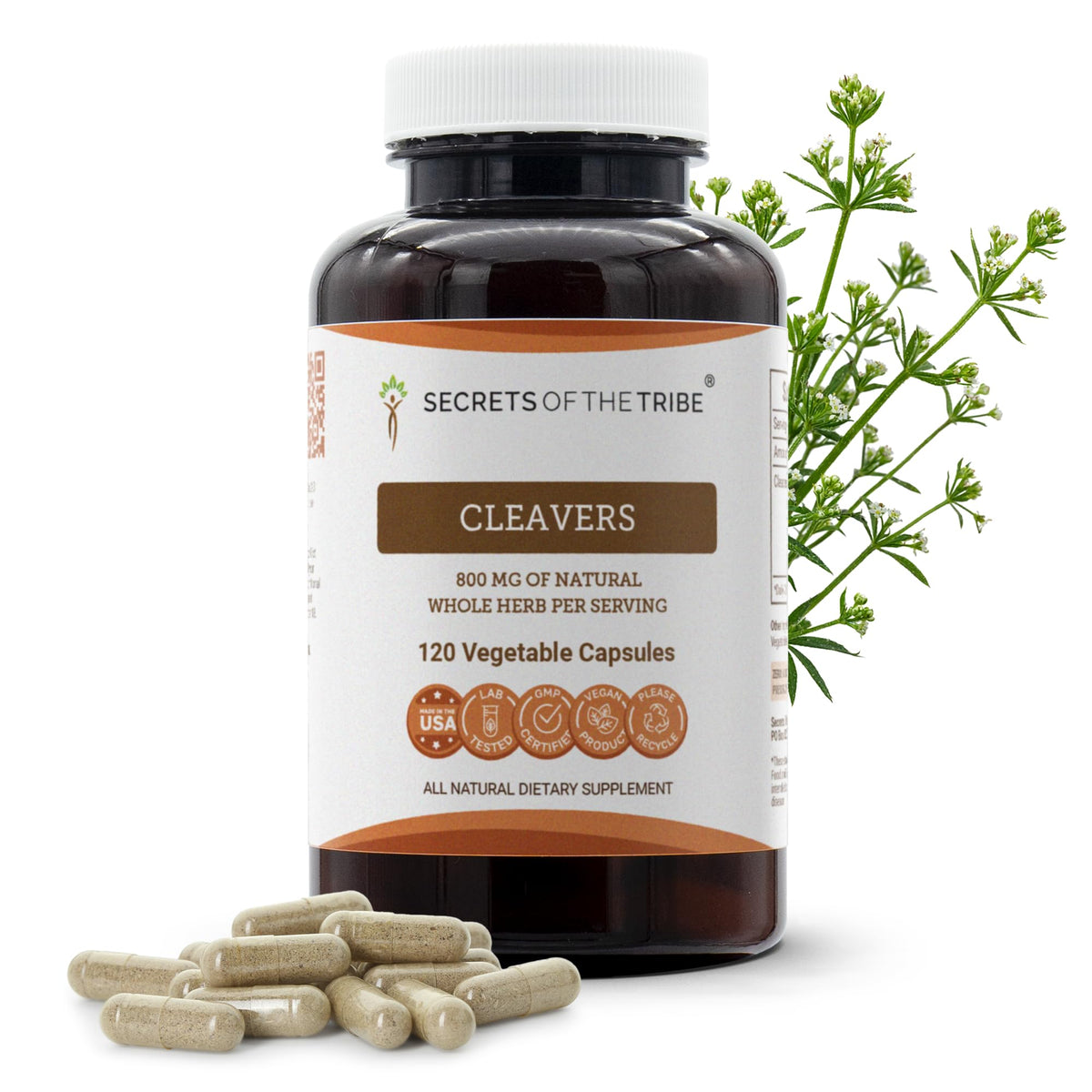 Secrets of the Tribe Capsules de Cleavers 120 capsules vue avant