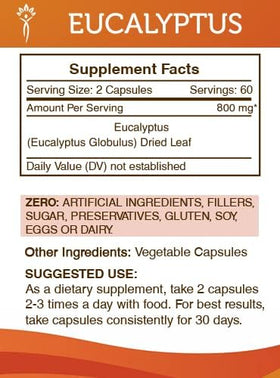 Secrets of the Tribe Eucalyptus 120 capsules flacon ouvert