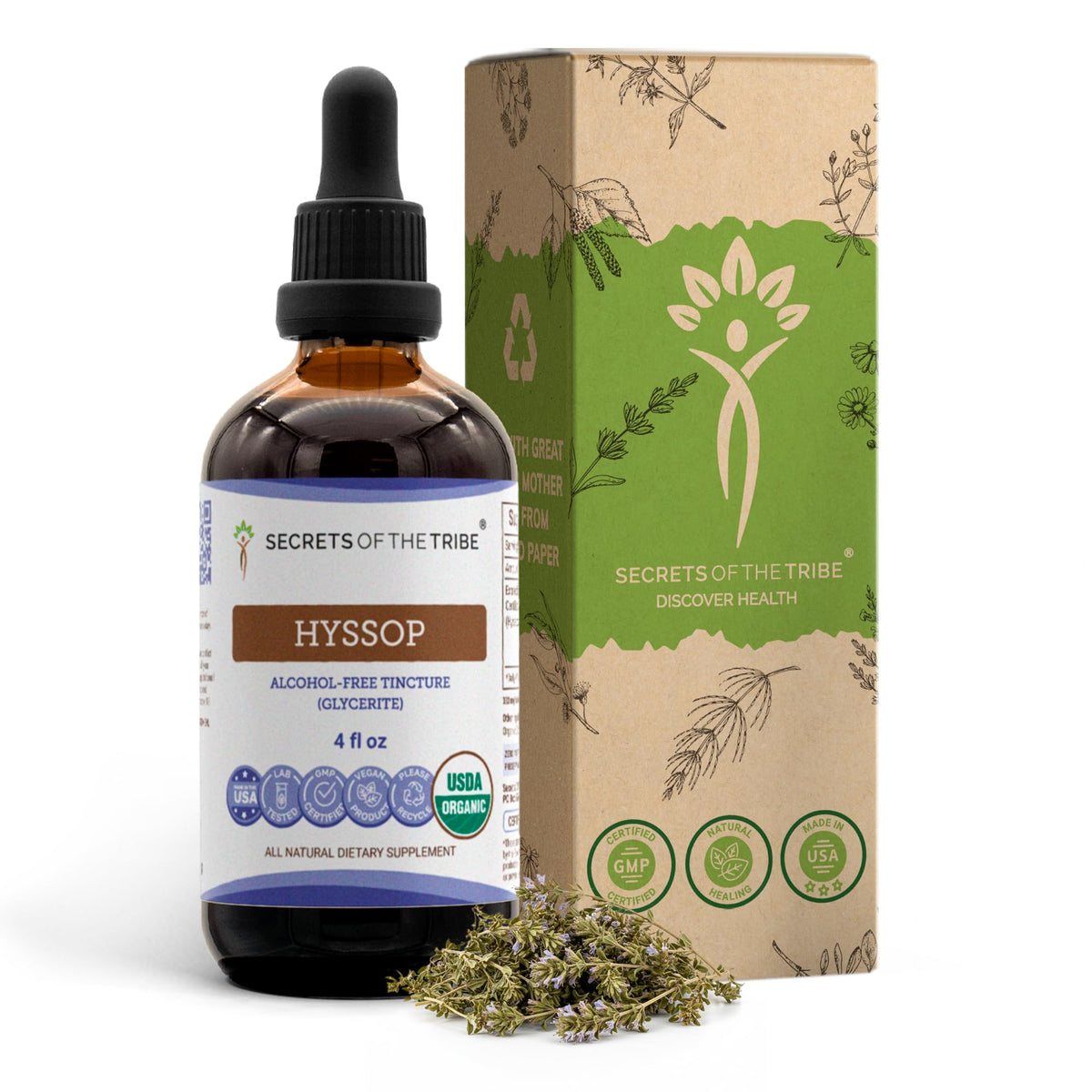 Secrets of the Tribe Extrait d'Hysope Bio 4 oz en bouteille