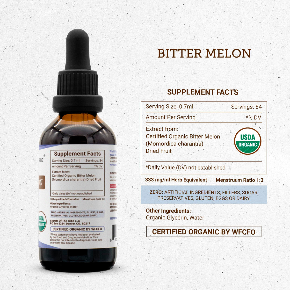 Secrets of the Tribe Extrait de Melon Amer 60ml, flacon ouvert avec goutte