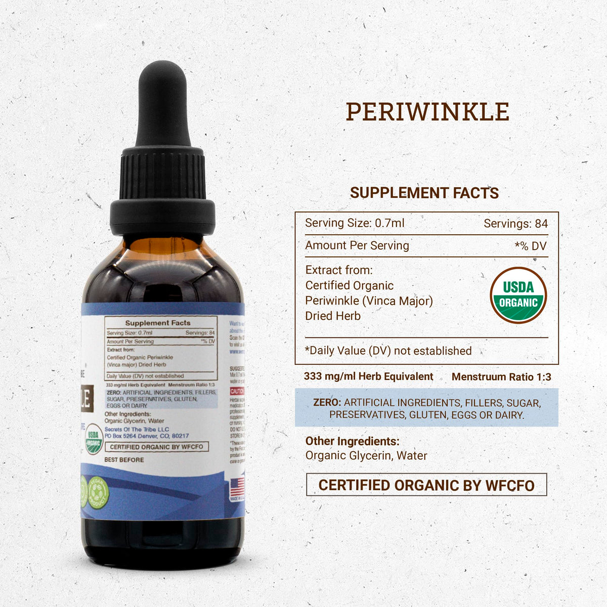 Secrets of the Tribe Extrait de Pervenche Bio 150g avec goutte