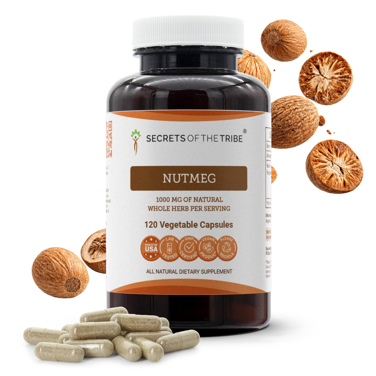 Secrets of the Tribe Noix de Muscade 120 Capsules vue de face