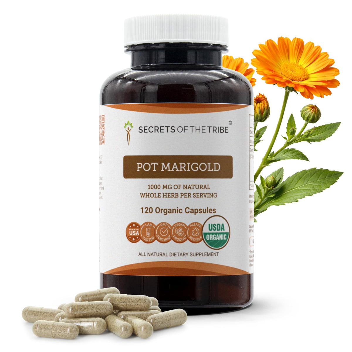 Secrets of the Tribe Pot Marigold 120 capsules vue avant