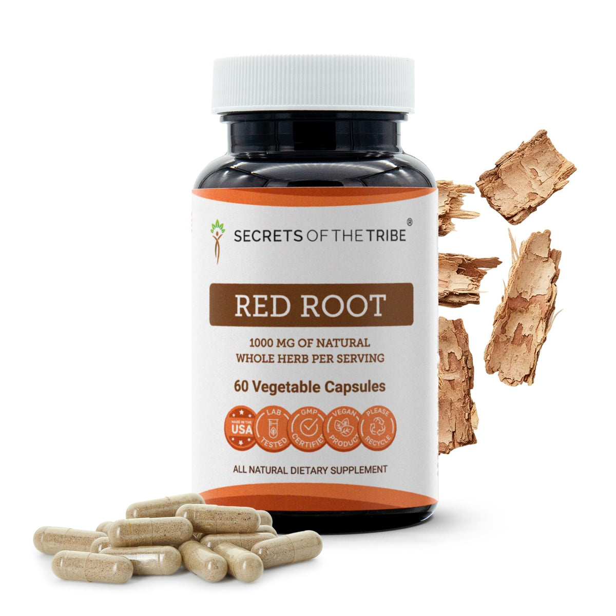 Secrets of the Tribe Red Root 60 Capsules front view