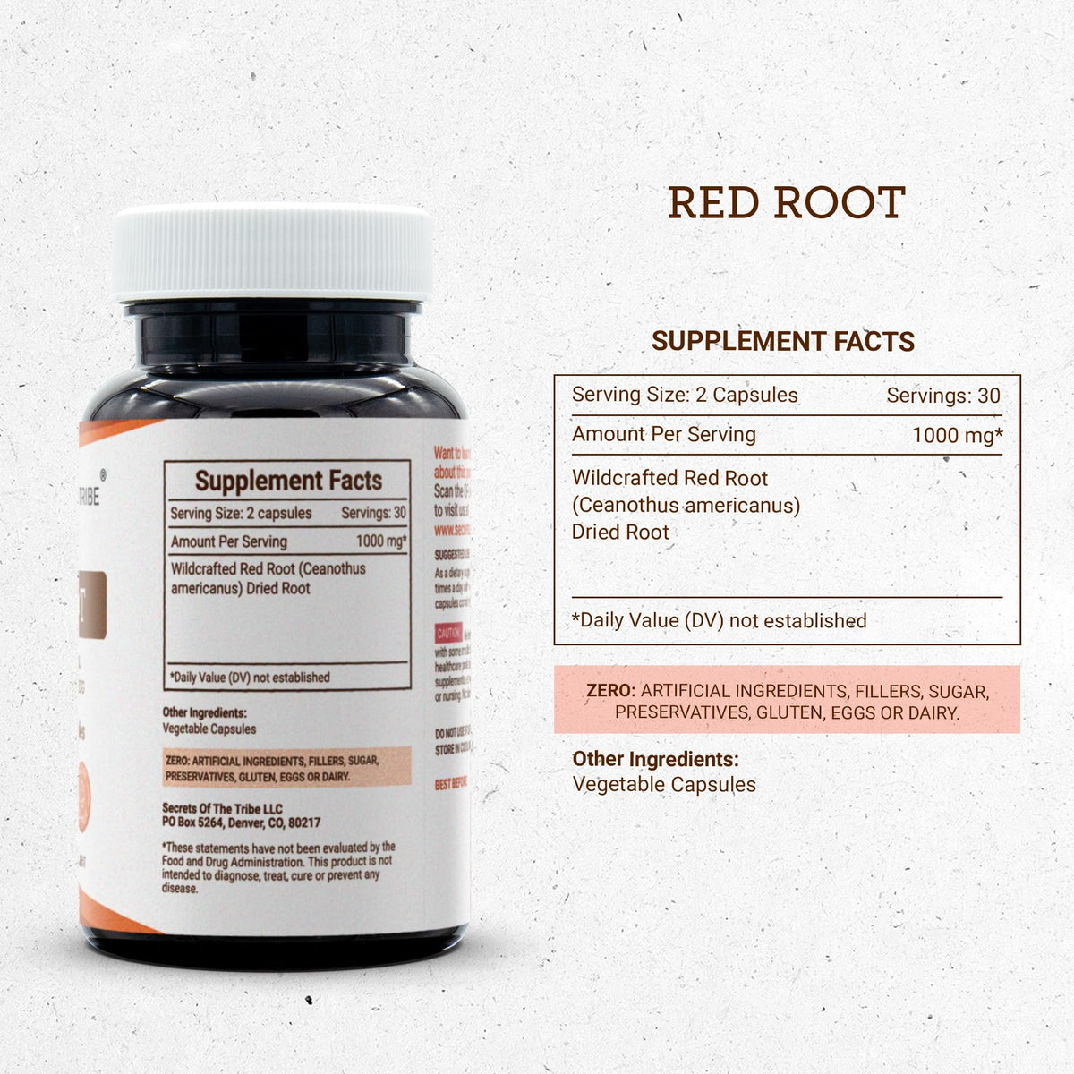 Secrets of the Tribe Red Root 60 Capsules packaging