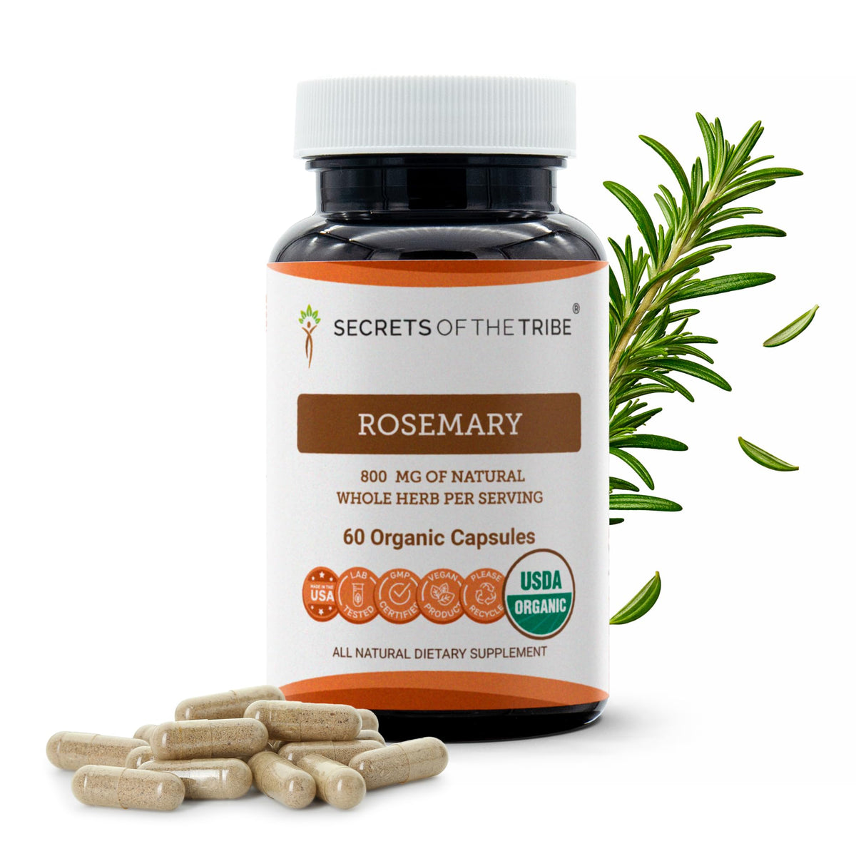 Secrets of the Tribe Romarin Bio 60 Capsules vue avant