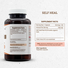 Secrets of the Tribe Self Heal 120 capsules avec des herbes à côté