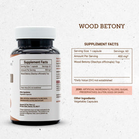 Secrets of the Tribe Wood Betony 60 Capsules détails des ingrédients