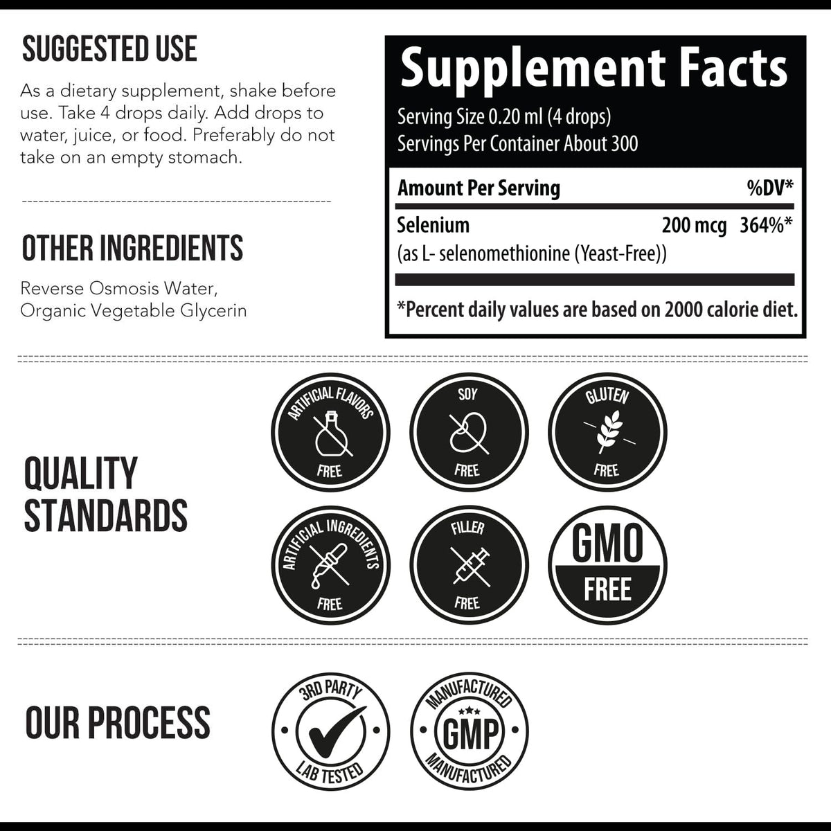 Sélénium Triquetra Health 200 mcg avec des ingrédients clés sur une table