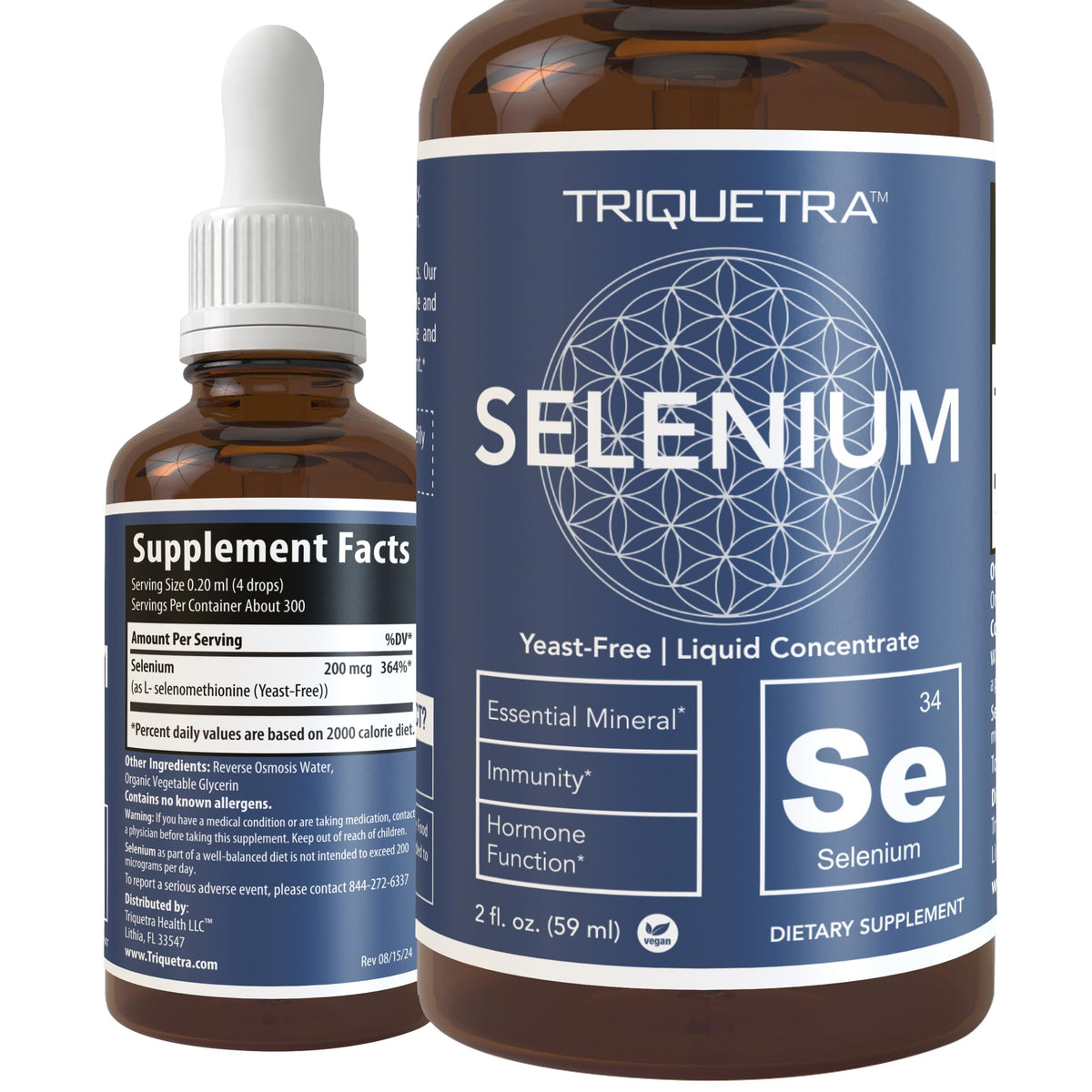 Sélénium Triquetra Health 200 mcg bouteille en verre vue de face