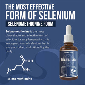 Sélénium Triquetra Health 200 mcg bouteille sur fond naturel