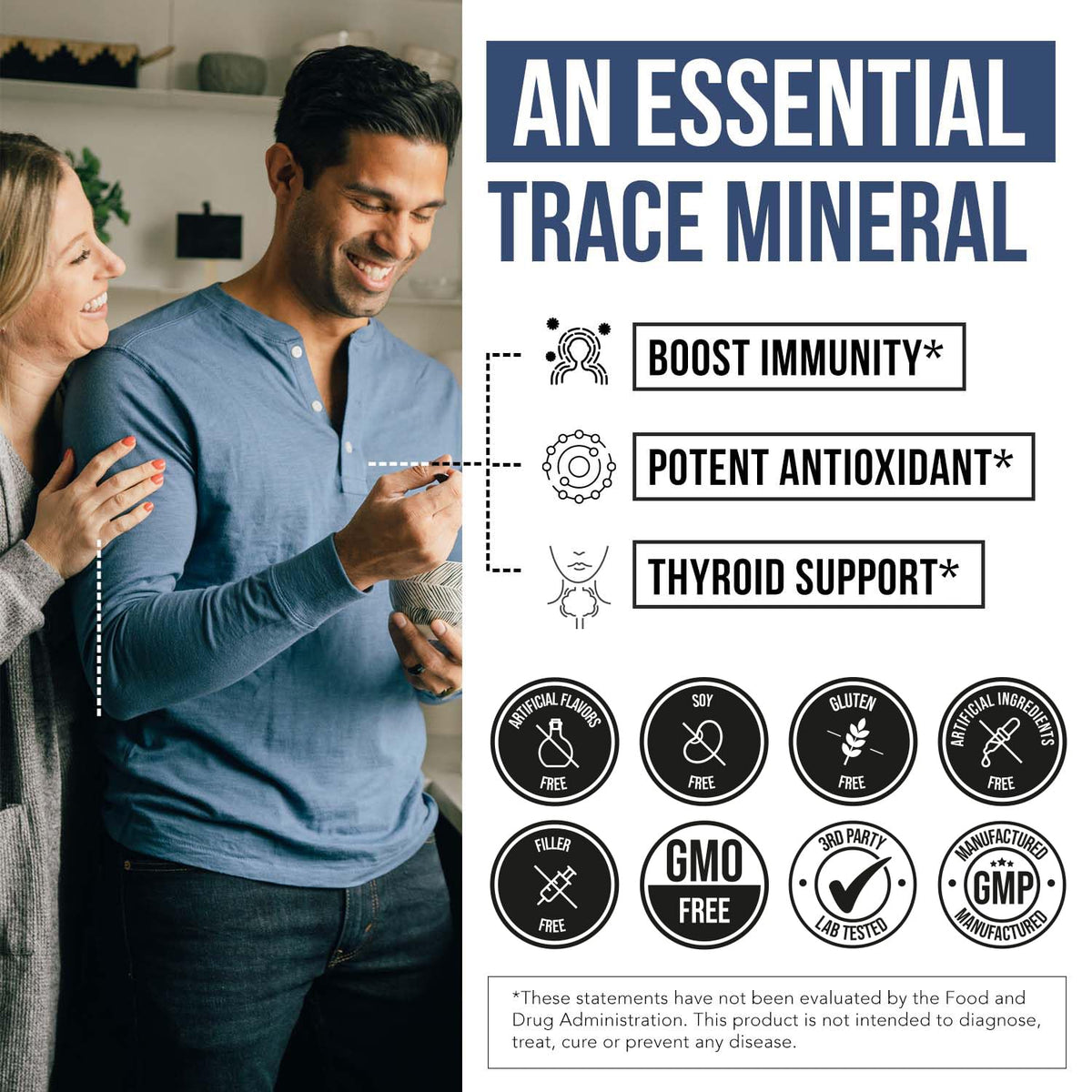 Sélénium Triquetra Health 200 mcg étiquette avec informations nutritionnelles