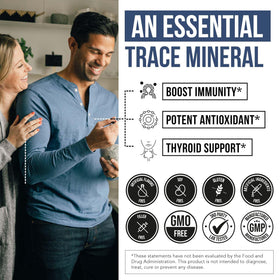 Sélénium Triquetra Health 200 mcg étiquette avec informations nutritionnelles