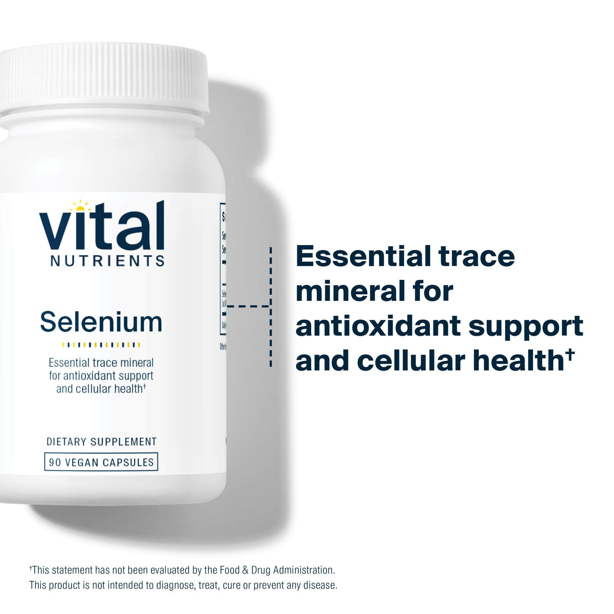 Sélénium Vital Nutrients 90 capsules avec un verre d'eau