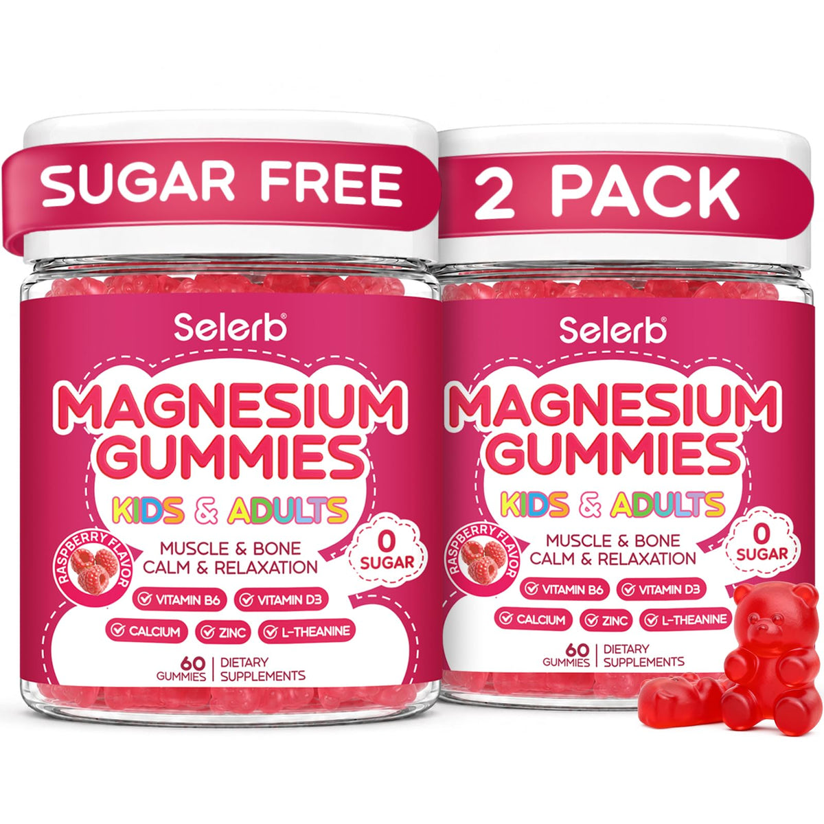 Selerb Gummies de Magnésium Glycinate 430g vue de face