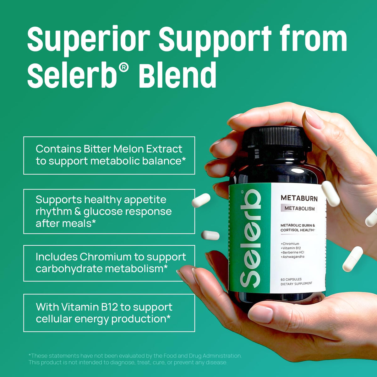 Selerb Metaburn 60 Capsules sur une table en bois